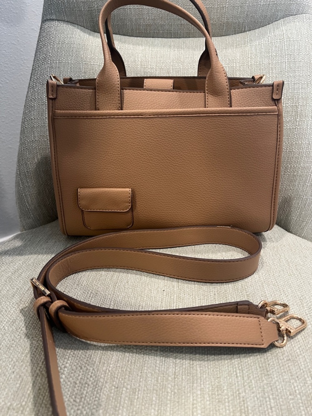 Classic Structured Women’s Tote Bag in Tan with Strap